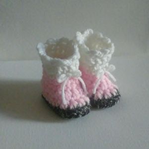 Very cute pink & white handmade boots with bow tie